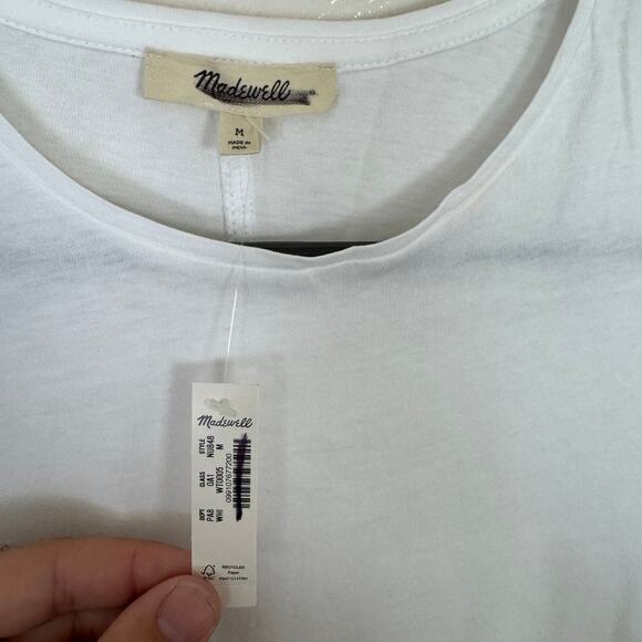 Madewell Essential Slim Tee WMNS M White Lightweight Cotton Stretch Short Sleeve - Picture 5 of 8